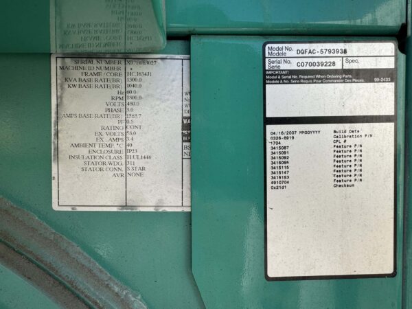 2007 Cummins DQFAC Diesel Generator