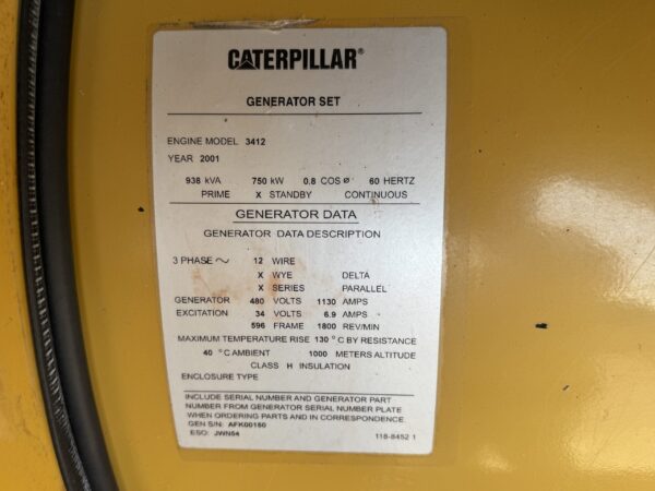 2004 CAT 3412 Diesel Generator