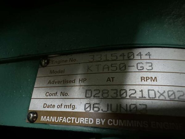 2003 Cummins DFLC Diesel Generator