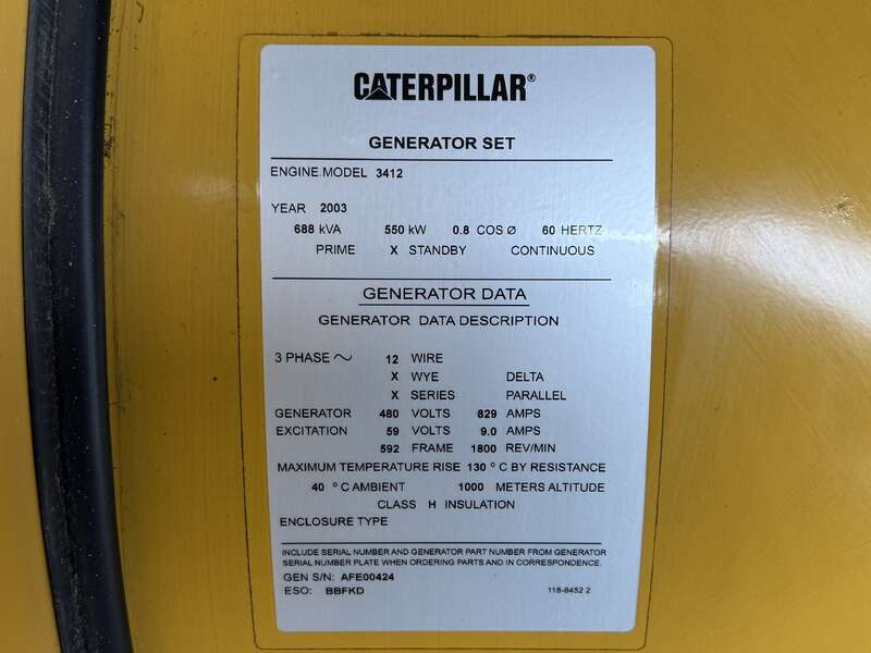 2003 CAT 3412 Diesel Generator - Image 3