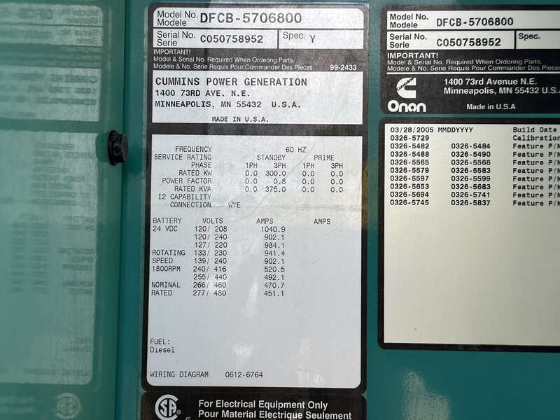 2005 Cummins DFCB Diesel Generator - Image 3