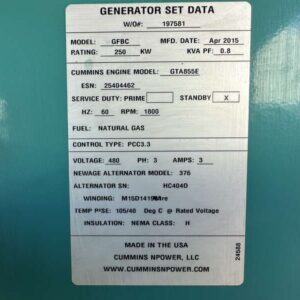 2015 Cummins GFBC Natural Gas Generator - Image 2